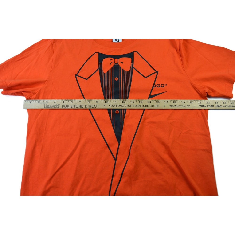 Nike Off-White Air Max 90 Tuxedo Eagle Orange T-Shirt BQ0827-891 Mens Large - Picture 10 of 12